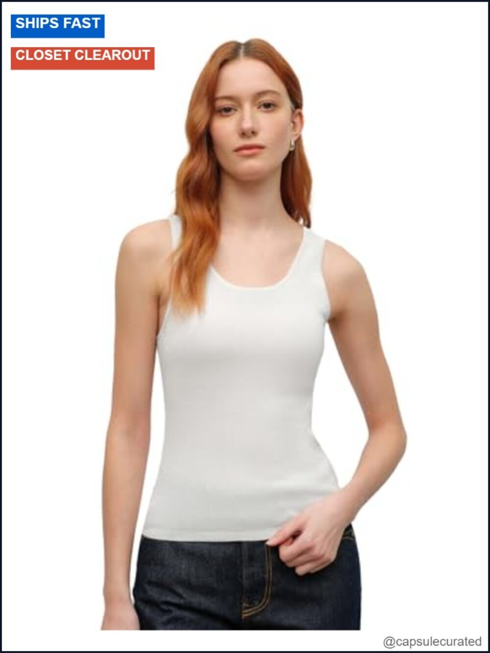 Women's Cashmere Silk Ribbed Knit Vest, Sleeveless Crew Neck Top
